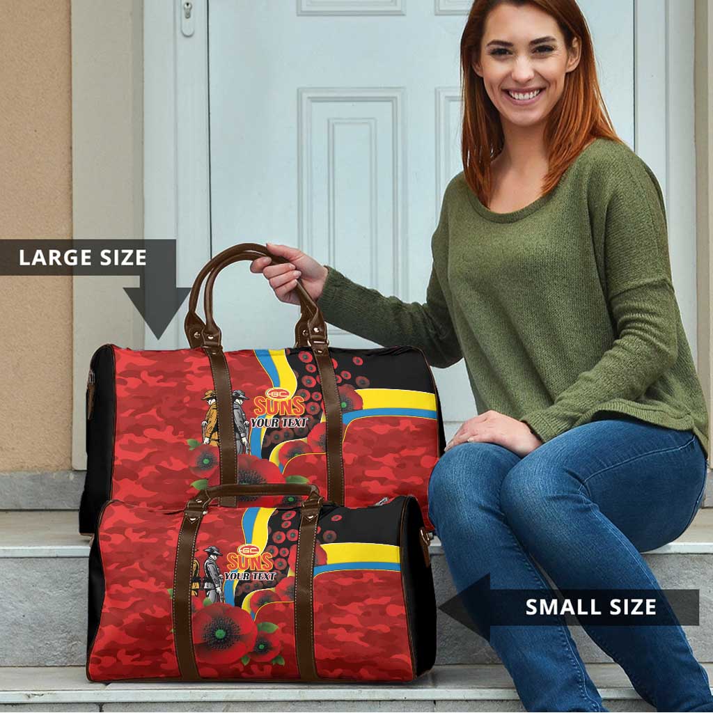 Gold Suns ANZAC Personalised Travel Bag Lest We Forget Poppy Camo