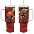 Gold Suns ANZAC Personalised Tumbler With Handle Lest We Forget Poppy Camo