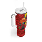 Gold Suns ANZAC Personalised Tumbler With Handle Lest We Forget Poppy Camo