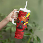 Gold Suns ANZAC Personalised Tumbler With Handle Lest We Forget Poppy Camo