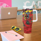 Gold Suns ANZAC Personalised Tumbler With Handle Lest We Forget Poppy Camo