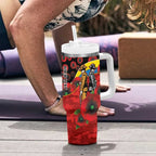 Gold Suns ANZAC Personalised Tumbler With Handle Lest We Forget Poppy Camo