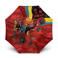 Gold Suns ANZAC Personalised Umbrella Lest We Forget Poppy Camo
