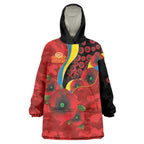 Gold Suns ANZAC Personalised Wearable Blanket Hoodie Lest We Forget Poppy Camo