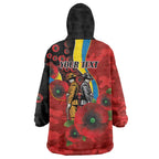 Gold Suns ANZAC Personalised Wearable Blanket Hoodie Lest We Forget Poppy Camo