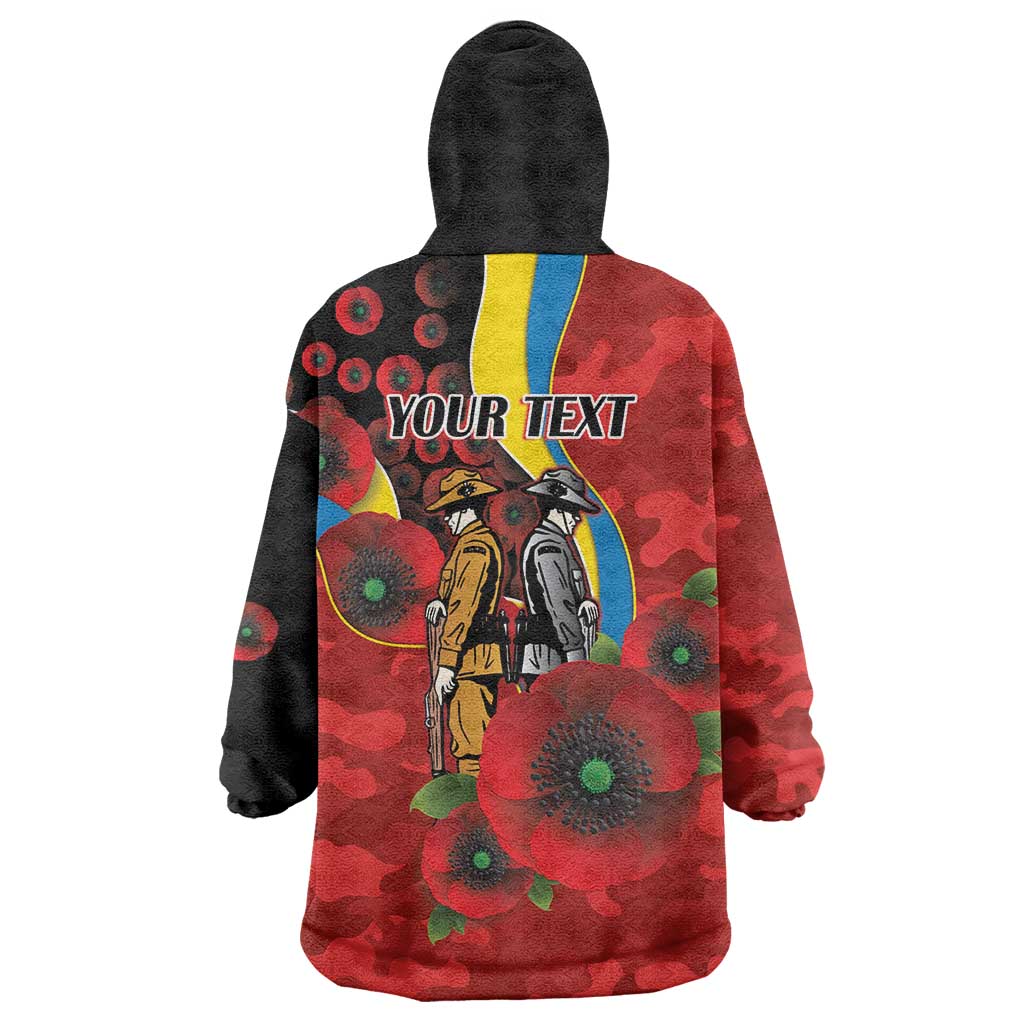 Gold Suns ANZAC Personalised Wearable Blanket Hoodie Lest We Forget Poppy Camo