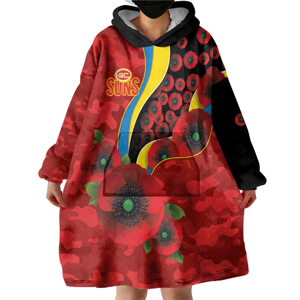 Gold Suns ANZAC Personalised Wearable Blanket Hoodie Lest We Forget Poppy Camo