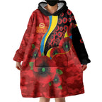 Gold Suns ANZAC Personalised Wearable Blanket Hoodie Lest We Forget Poppy Camo