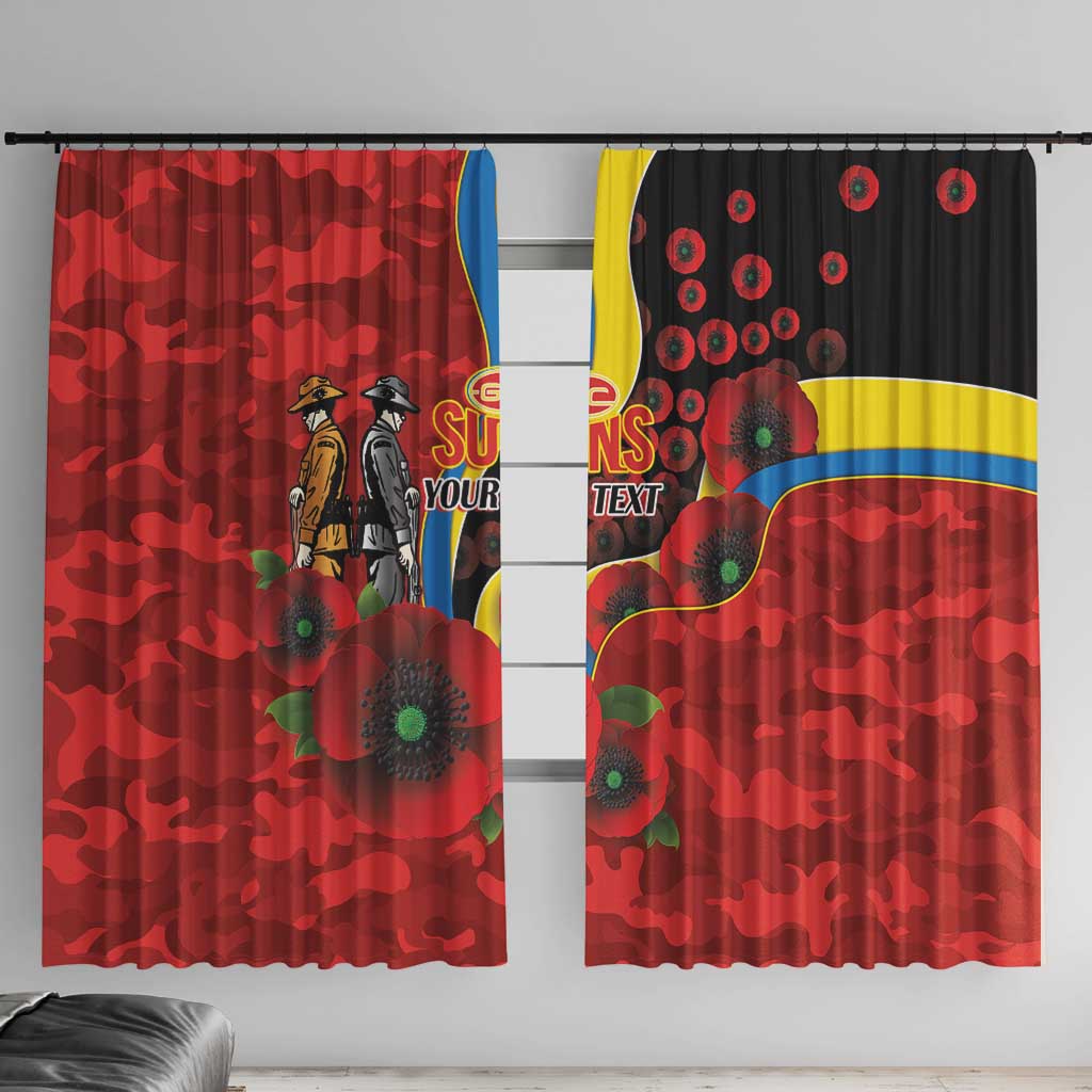 Gold Suns ANZAC Personalised Window Curtain Lest We Forget Poppy Camo