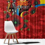 Gold Suns ANZAC Personalised Window Curtain Lest We Forget Poppy Camo