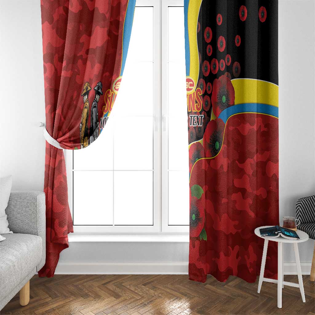 Gold Suns ANZAC Personalised Window Curtain Lest We Forget Poppy Camo
