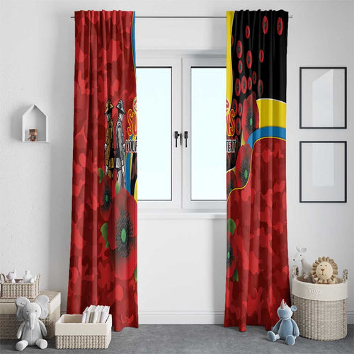 Gold Suns ANZAC Personalised Window Curtain Lest We Forget Poppy Camo