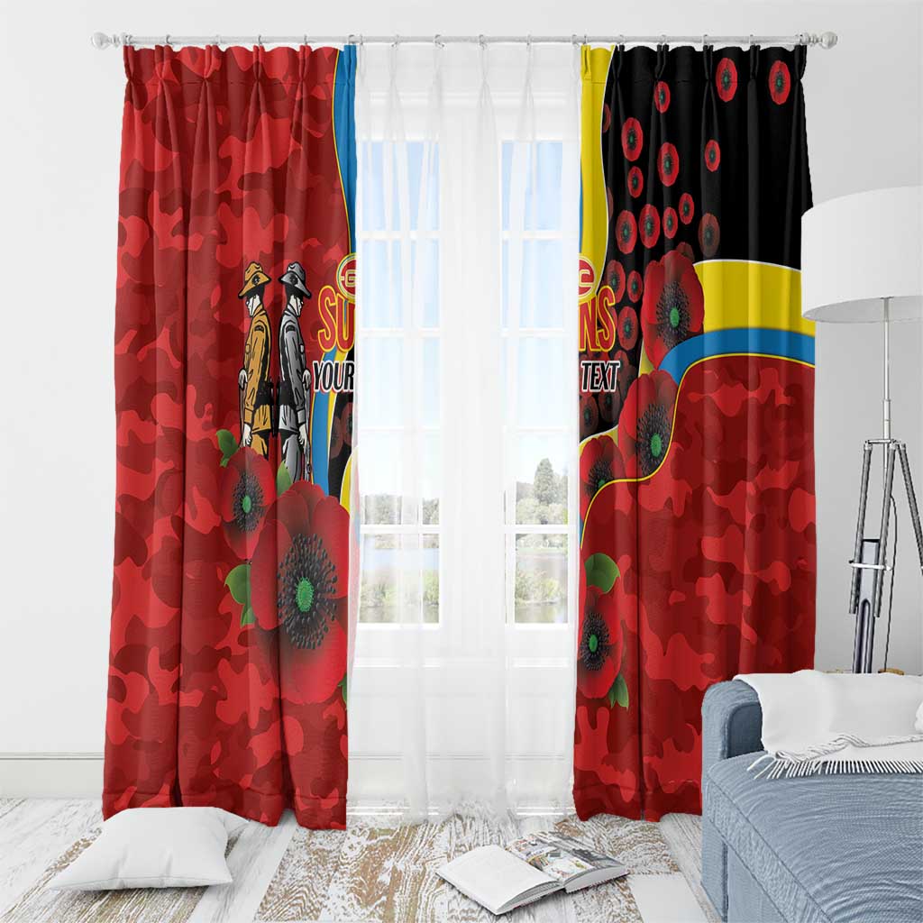 Gold Suns ANZAC Personalised Window Curtain Lest We Forget Poppy Camo