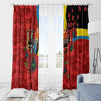 Gold Suns ANZAC Personalised Window Curtain Lest We Forget Poppy Camo