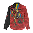 Gold Suns ANZAC Personalised Women Casual Shirt Lest We Forget Poppy Camo