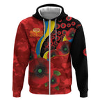 Gold Suns ANZAC Personalised Zip Hoodie Lest We Forget Poppy Camo