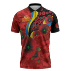 Gold Suns ANZAC Personalised Zipper Polo Shirt Lest We Forget Poppy Camo