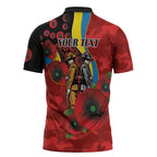 Gold Suns ANZAC Personalised Zipper Polo Shirt Lest We Forget Poppy Camo