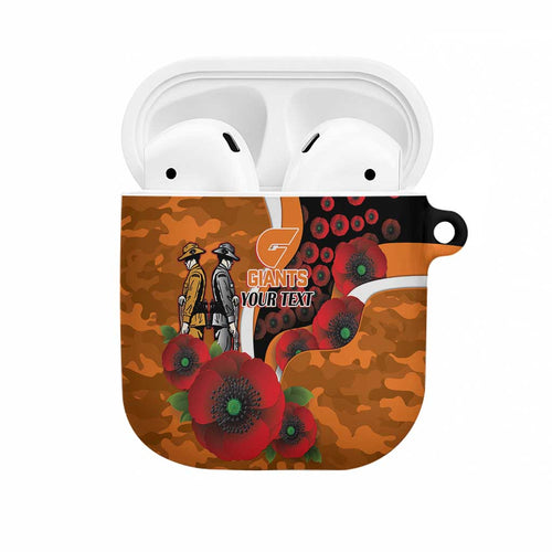 Greater Giants ANZAC Personalised AirPods Case Lest We Forget Poppy Camo