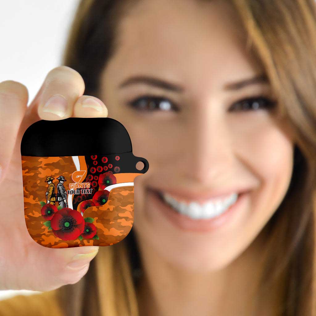 Greater Giants ANZAC Personalised AirPods Case Lest We Forget Poppy Camo