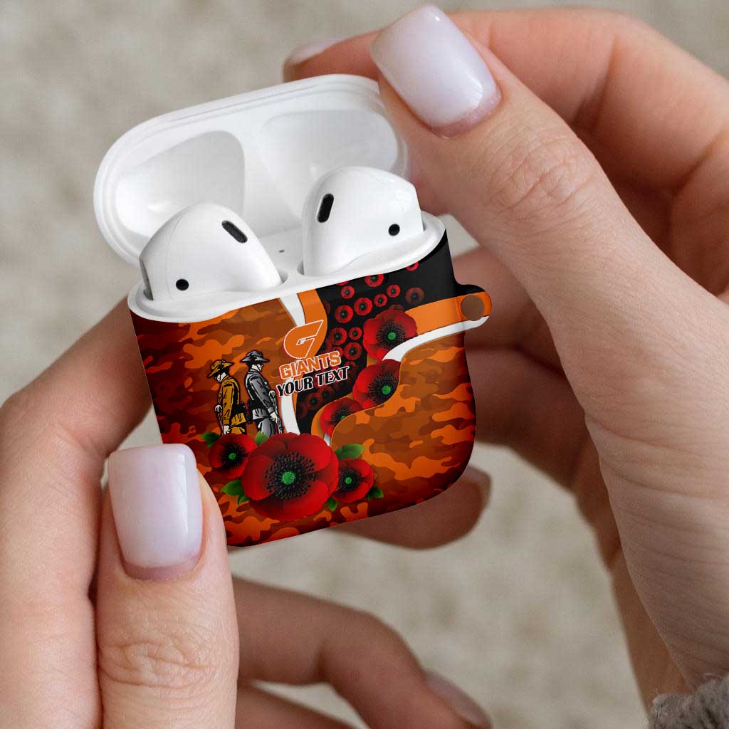 Greater Giants ANZAC Personalised AirPods Case Lest We Forget Poppy Camo