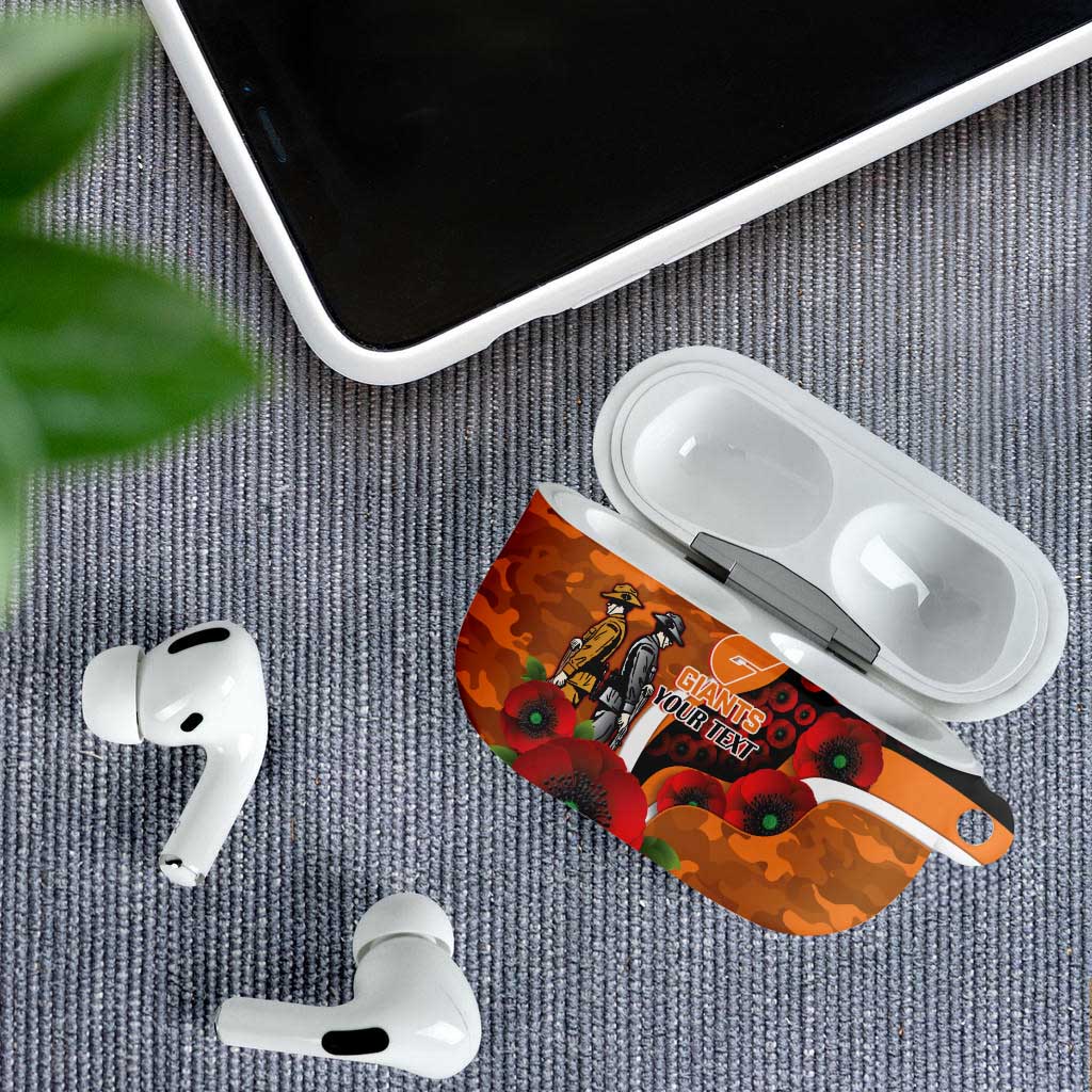 Greater Giants ANZAC Personalised AirPods Case Lest We Forget Poppy Camo