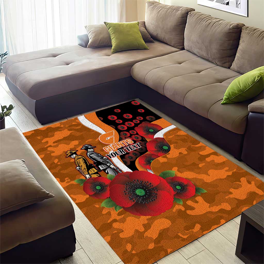 Greater Giants ANZAC Personalised Area Rug Lest We Forget Poppy Camo
