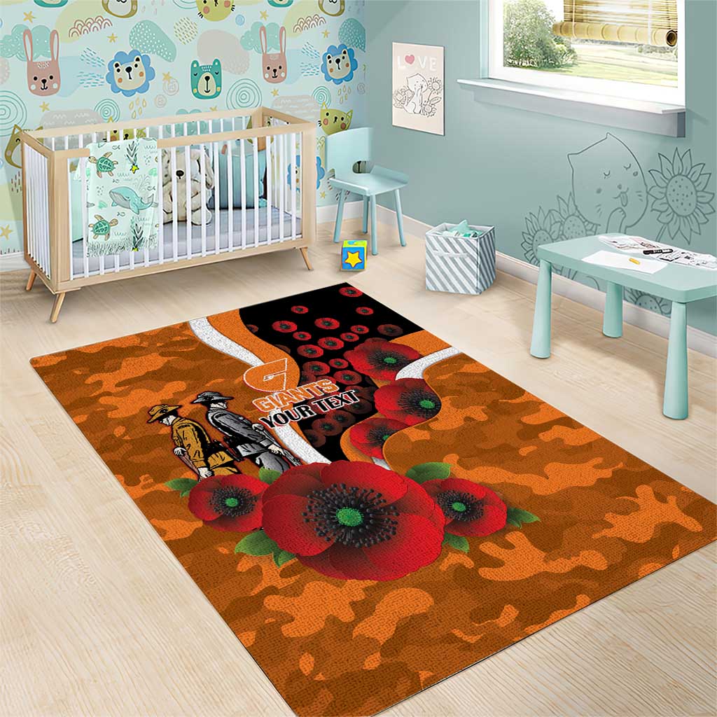 Greater Giants ANZAC Personalised Area Rug Lest We Forget Poppy Camo