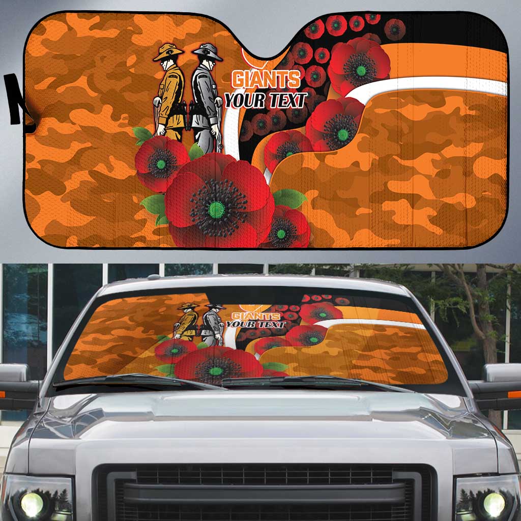 Greater Giants ANZAC Personalised Auto Sun Shade Lest We Forget Poppy Camo