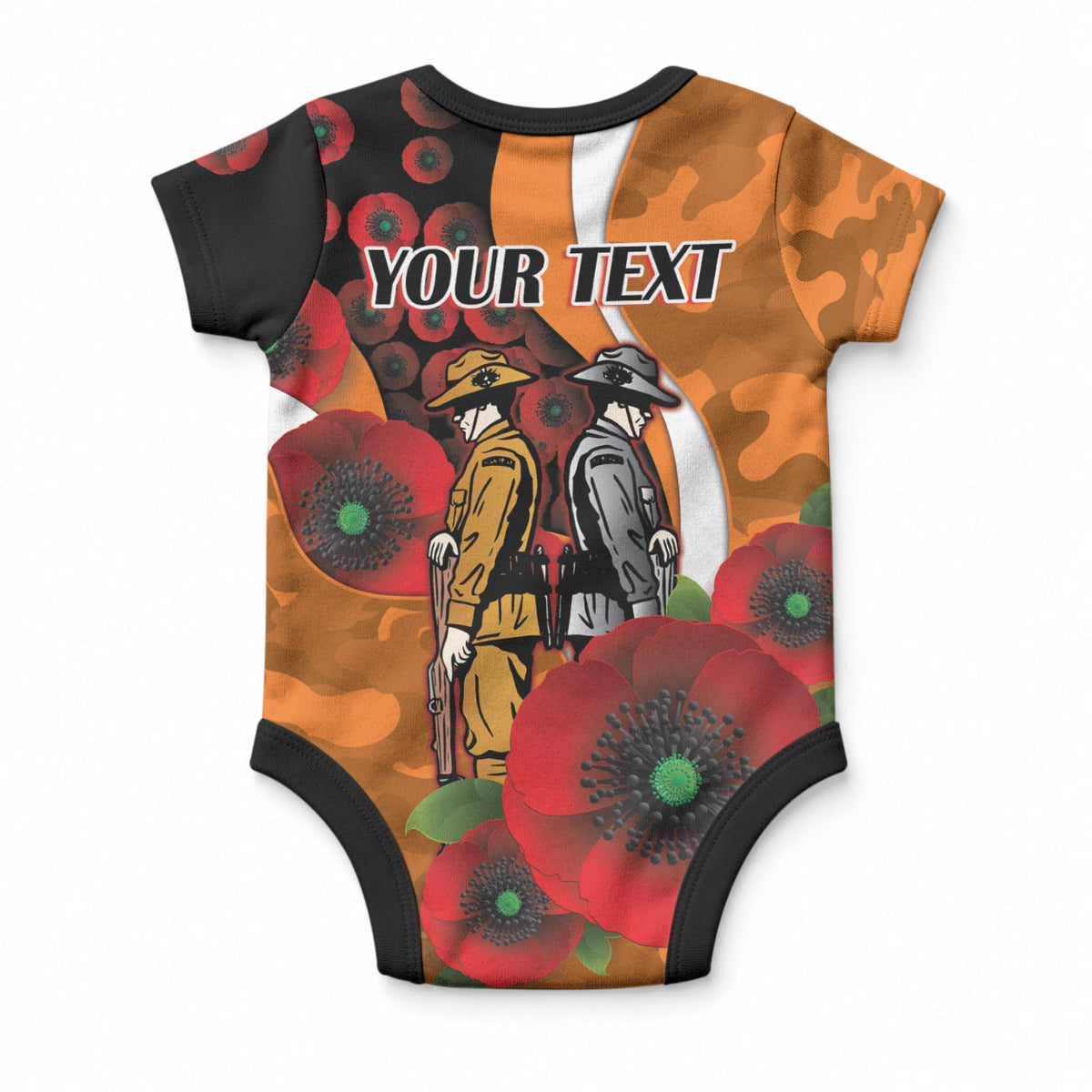 Greater Giants ANZAC Personalised Baby Onesie Lest We Forget Poppy Camo