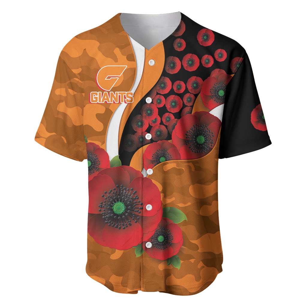 Greater Giants ANZAC Personalised Baseball Jersey Lest We Forget Poppy Camo