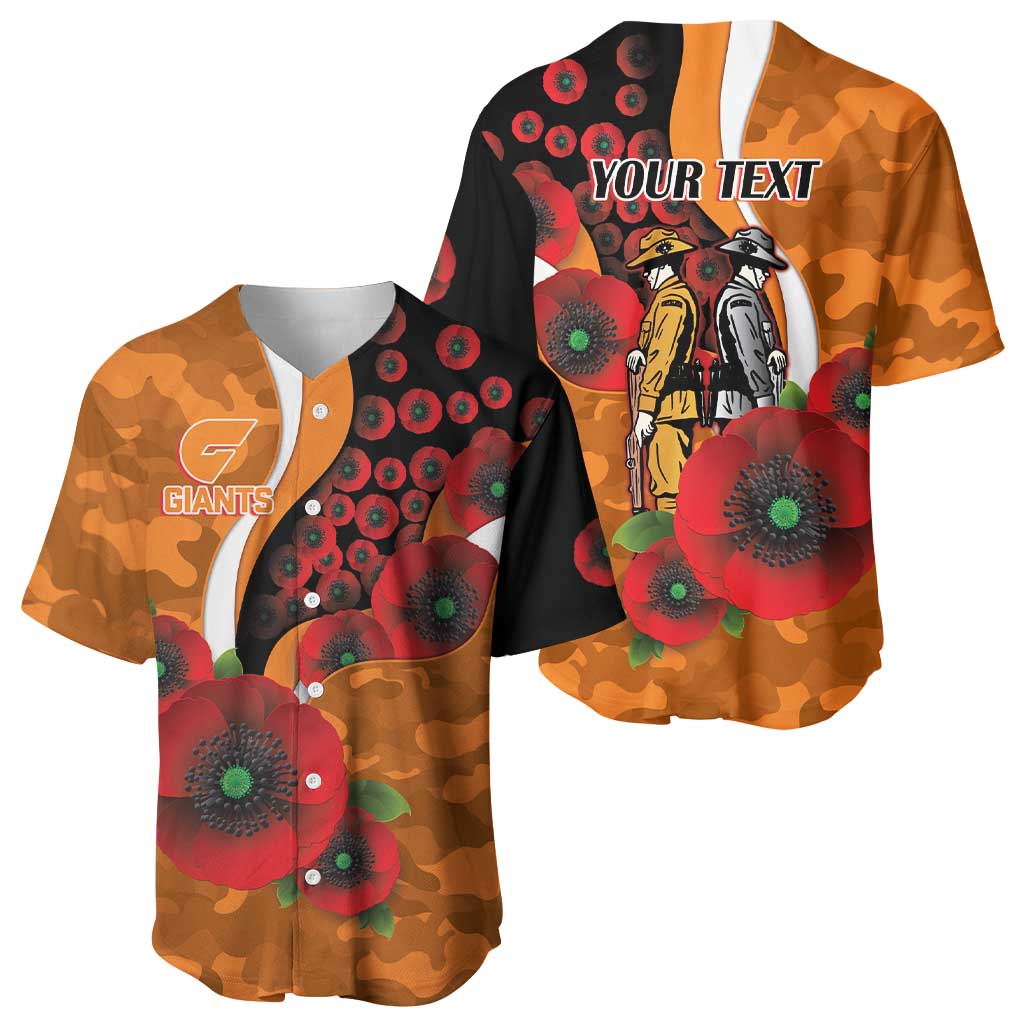 Greater Giants ANZAC Personalised Baseball Jersey Lest We Forget Poppy Camo