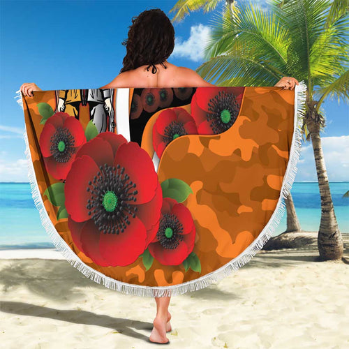 Greater Giants ANZAC Personalised Beach Blanket Lest We Forget Poppy Camo
