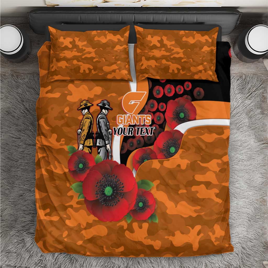Greater Giants ANZAC Personalised Bedding Set Lest We Forget Poppy Camo