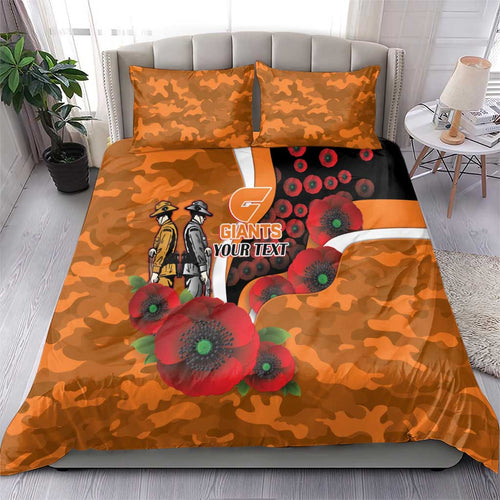 Greater Giants ANZAC Personalised Bedding Set Lest We Forget Poppy Camo