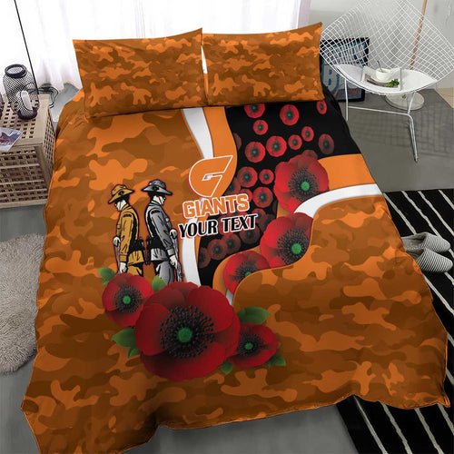 Greater Giants ANZAC Personalised Bedding Set Lest We Forget Poppy Camo