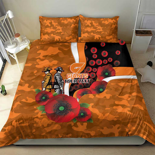 Greater Giants ANZAC Personalised Bedding Set Lest We Forget Poppy Camo