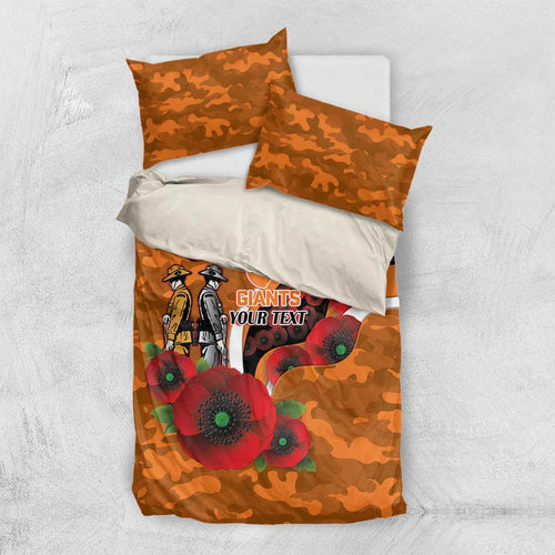 Greater Giants ANZAC Personalised Bedding Set Lest We Forget Poppy Camo