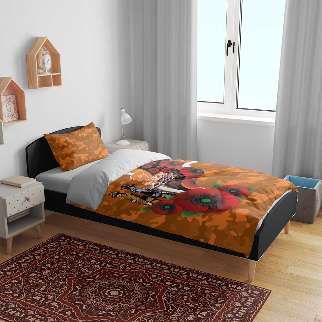 Greater Giants ANZAC Personalised Bedding Set Lest We Forget Poppy Camo