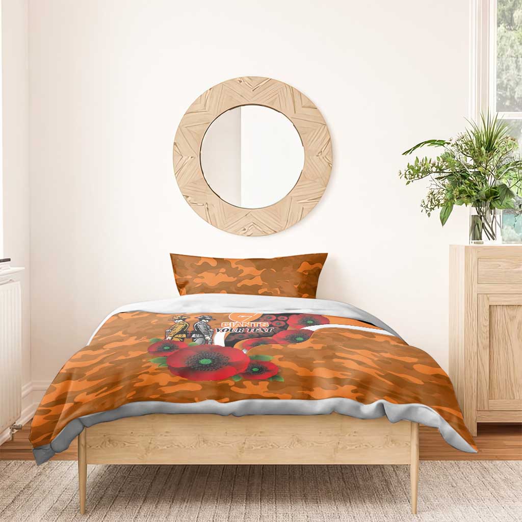 Greater Giants ANZAC Personalised Bedding Set Lest We Forget Poppy Camo