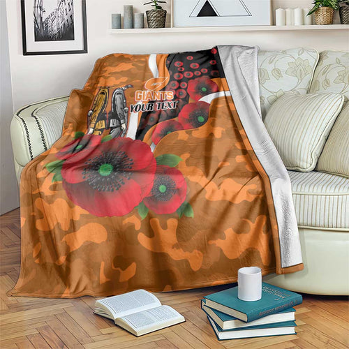 Greater Giants ANZAC Personalised Blanket Lest We Forget Poppy Camo