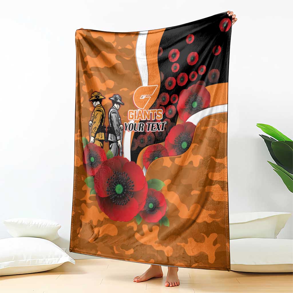 Greater Giants ANZAC Personalised Blanket Lest We Forget Poppy Camo