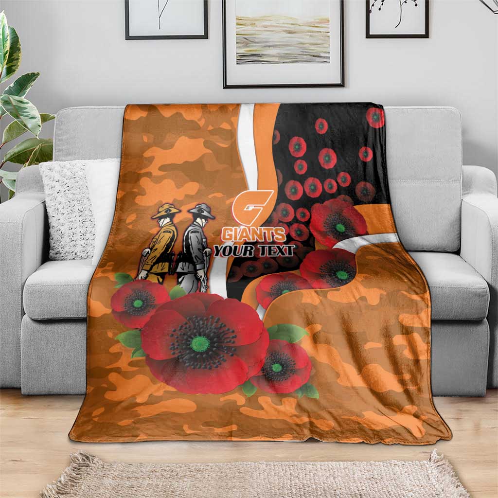 Greater Giants ANZAC Personalised Blanket Lest We Forget Poppy Camo