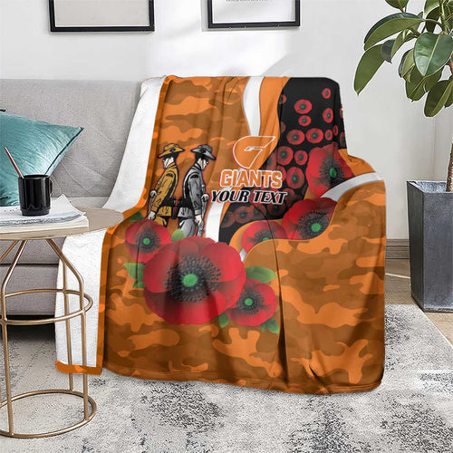 Greater Giants ANZAC Personalised Blanket Lest We Forget Poppy Camo