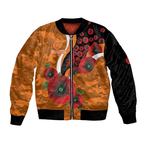 Greater Giants ANZAC Personalised Bomber Jacket Lest We Forget Poppy Camo