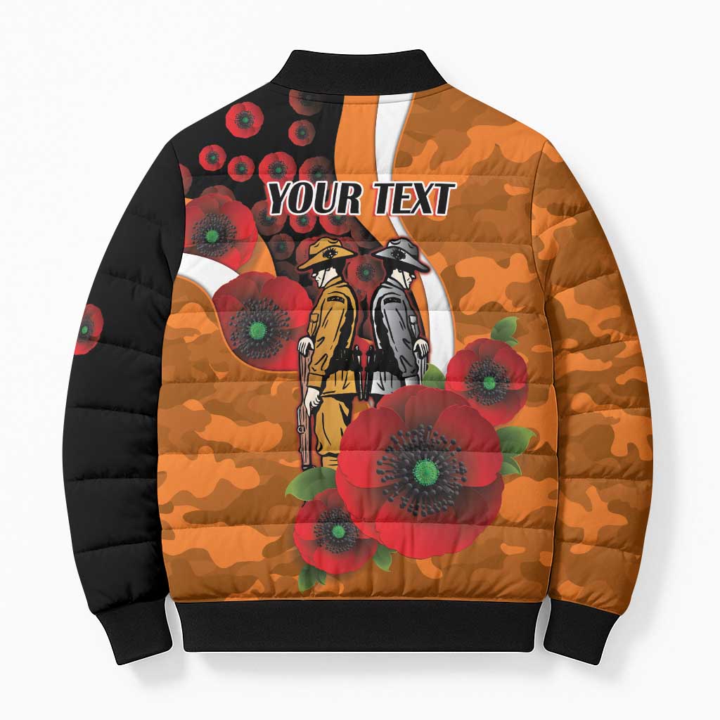 Greater Giants ANZAC Personalised Bomber Puffer Jacket Lest We Forget Poppy Camo
