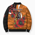 Greater Giants ANZAC Personalised Bomber Puffer Jacket Lest We Forget Poppy Camo