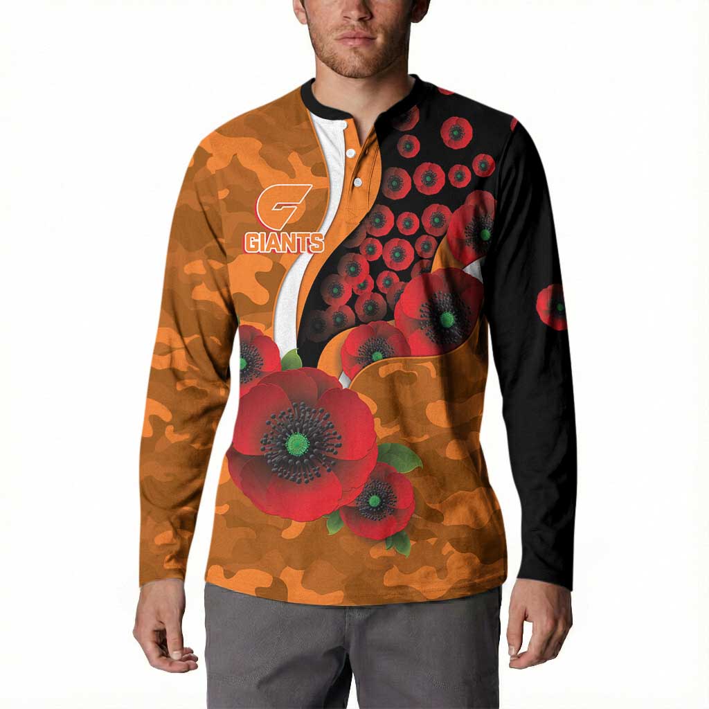 Greater Giants ANZAC Personalised Button Sweatshirt Lest We Forget Poppy Camo
