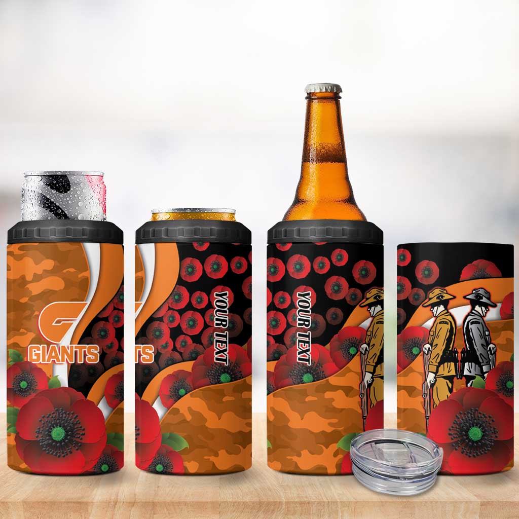 Greater Giants ANZAC Personalised 4 in 1 Can Cooler Tumbler Lest We Forget Poppy Camo
