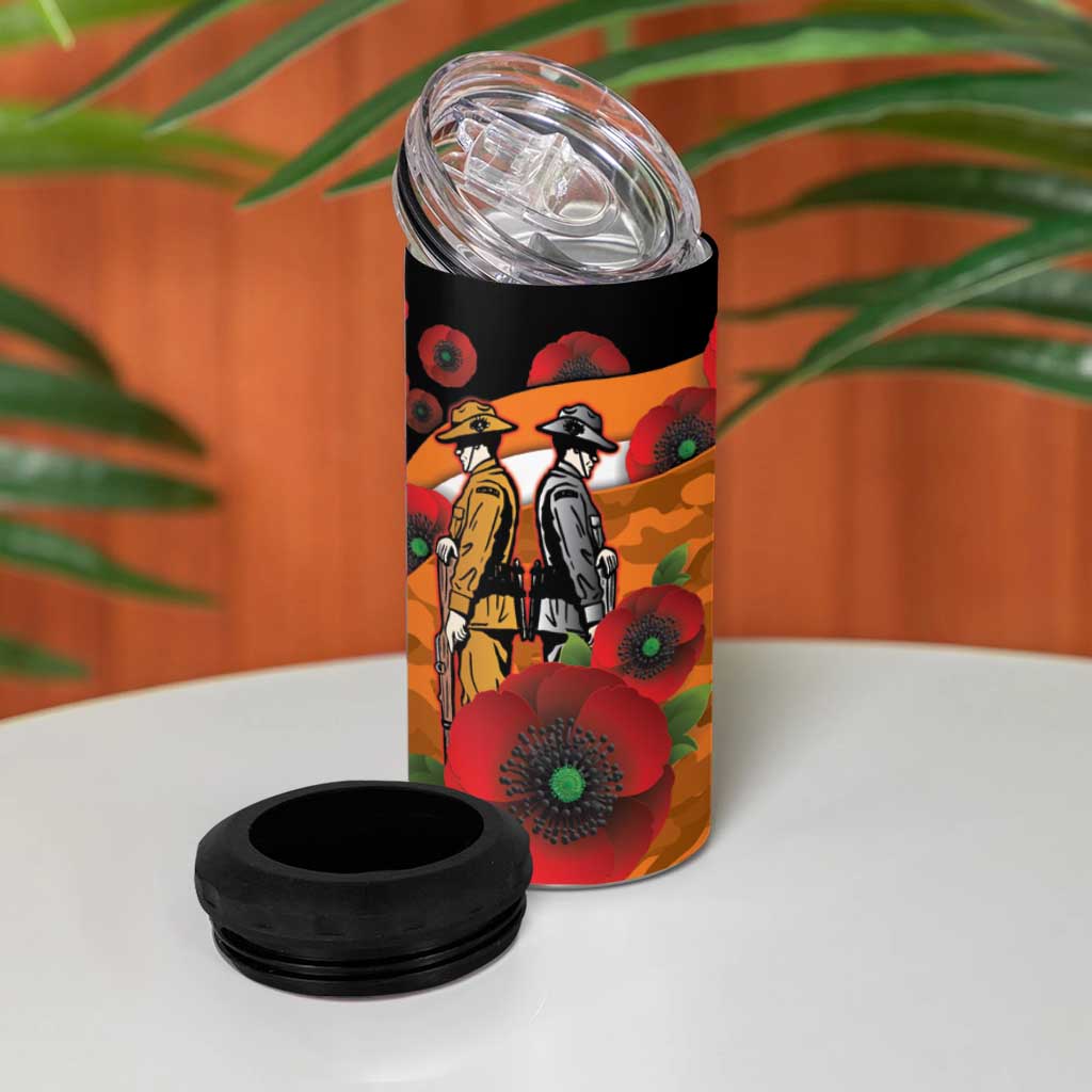 Greater Giants ANZAC Personalised 4 in 1 Can Cooler Tumbler Lest We Forget Poppy Camo